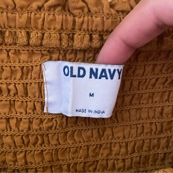 Old Navy Brown Smocked Puff Sleeve Top Sz-M - Picture 2 of 10